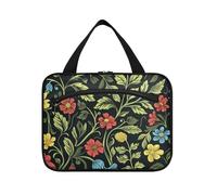 miaozhen Wild Flower Red Yellow Black hanging womens toiletry travel bag with hook, designer chic for women traveling organizador de maquillaje para L, wild flower red yellow black, Modern