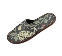 miaozhen William Morris Chicken Dark Red Black Disposable Slippers Indoor Outdoor Washable Lightweight para personalizar Bedroom Shoes for Hotel Travel Party sandalias de playa para hombre