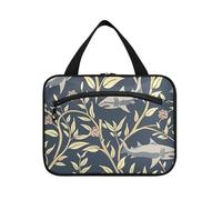 miaozhen William Morris fish sea Floral hanging travel toiletries bag with hook, designer chic for women must haves bolsas para maquillaje de mujer L, william Morris fish sea floral, Modern
