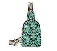 miaozhen William Morris Style Turquoise Paisley bag for woman multipurpose backpack purse for women for hiking, William Morris Style Turquoise Paisley, 1 Size
