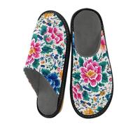 miaozhen Women Slipper Chinese Style Embroidered Flower Pattern Colorful Indoor Slippers For Women Womens House Shoes Memory Foam Home Slippers For Women Room Slippers 9