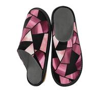 miaozhen Women Slipper Stained Glass Pink Black Valentines Women Indoor Slippers Woman Slippers Memory Foam Womens Home Slippers Bed Slippers 11