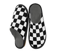 miaozhen Women Slippers Buffalo Plaid Check Black White Indoor Slippers Women Memory Foam Slipper Shoes Woman'S House Slippers Bed Slippers 8.5