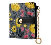 miaozhen Women's Compact Folding Wallet Convenient Gray Wolverine Poppy Flower PU Leather Wallet With Card Slots for Women