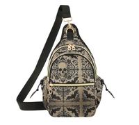 miaozhen Womens Cross Body Sling Bags Gothic Skull Bat Rose Halloween Goth