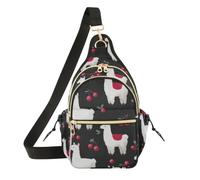 miaozhen Womens Cross Body Sling Bags Sherpa Llama Berry Black Red | Convertible womens Sport Bag for Running,Hiking