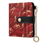 miaozhen Women's Folding Card Wallet Waterproof Ocean Thunder Red Gold PU Leather Bifold Wallet for Women Boys Girls
