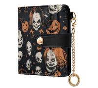 miaozhen Women's Folding Wallet Cute Haunted Scary Halloween Premium PU Leather Wallet for Women