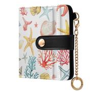 miaozhen Women's Folding Wallet Cute Shells Animals Soft Green Blue PU Leather Folding Wallet for Women Boys Girls