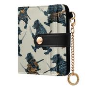 miaozhen Women's Folding Wallet For Women Cute Ukiyo-e-style Wolverine Aqua Minimalist PU Leather Wallet for Men Women Travel