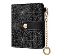 miaozhen Women's Folding Wallet For Women Portable Spider Web in Black and White Compact PU Leather Wallet for Women