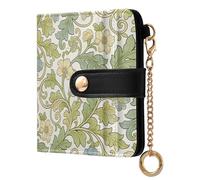 miaozhen Women's Folding Wallet For Women Waterproof Vintage Flowers William Morris White Minimalist PU Leather Wallet for Girls Women Ladies
