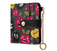 miaozhen Women's Folding Wallet Waterproof monsters fruit Gray and Red Compact PU Leather Wallet for Women