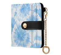miaozhen Women's Folding Wallet With Card Slots Fancy Tie-dye Vanilla Blue PU Leather Bifold Wallet for Men Women Travel