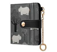 miaozhen Women's Folding Wallet With Card Slots Portable Animal Hippo Tree Gray PU Leather Wallet With Card Slots for Men Women Travel