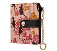 miaozhen Women's Leather Folding Wallet Convenient Gorilla Blush Pink Orange Minimalist PU Leather Wallet for Women Boys Girls