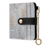 miaozhen Women's Minimalist Folding Wallet Cute Wolverine Tree Gray Winter Everyday PU Leather Wallet for Men Women Travel