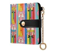 miaozhen Women's Minimalist Folding Wallet Waterproof Retro Rainbow Colored Cartoon Clown Everyday PU Leather Wallet for Woman Girl