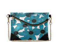 miaozhen Women's PU Leather Clutch Purses Zipper Foldover Envelope Clutch Bag for Lady Black-eyed Susan Simple Line Art Valentines Cyan carteras elegantes para mujer