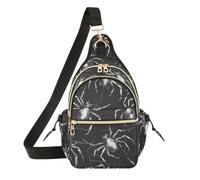 miaozhen Womens Side Bags Crossbody Scream Spiders Black White