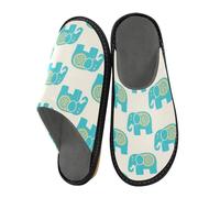 miaozhen Women's Slipper Boho Green Pattern Elephant Womens Indoor Slipper Memory Foam Home Shoes Women'S House Slippers Cozy Slipper For Women 6.5