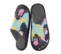 miaozhen Women's Slippers 80s Blue Gorilla Stars Women Slippers Indoor Ladies Memory Foam Slippers House Shoes For Women Room Slippers 11