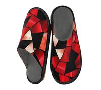 miaozhen Womens Slippers Stained Glass Red Black Valentines Indoor Outdoor Womens Slippers Memory Foam Slipper Shoes Women'S House Slippers Bed Slippers 8.5