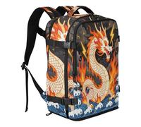 miaozhen Work Backpack Woman 15.6 Laptop Bag for school 20L | Lightweight Office Bag Mythical White Red Fire Chinese Dragon Ocean Personal Item Travel Bag for school mochilas para