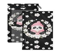 miaozhen Zipper pouching for 3 Ringing Binder 2 PCS Stained Glass Panda Art