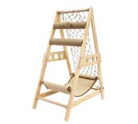 MIAPSAING Wooden Triangle Cat Tree Stylish Climbing Frame with Plush Ball Freestanding Cat Perch for Homes Pet Shops