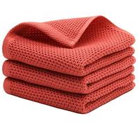 Mia's Dream Cotton Hand Towel Waffle Weave Kitchen Tea Towels, Soft and Absorbent Gym Bath Washcloths, 13x28 Inch 3 Pack (Brick Red)