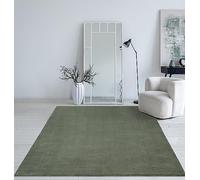 Mia's Teppiche Taos Cuddly Short Pile Rug, Non-Slip Underside, Washable up to 30 Degrees, Super Soft, Fur Look, Dark Green, 60 x 110 cm