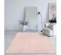 Mia's Teppiche Taos - Soft & Cuddly Short-Pile Rug in Fur Look, Super Soft & Washable up to 30 °C, with Non-Slip Back - Ideal for Living Room & Bedroom, Blush, 120 x 160 cm