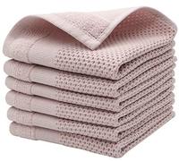 Mia'sDream Cotton Dish Cloths Kitchen Dish Rags, Waffle Weave Dish Towels, Soft and Absorbent Kitchen Hand Towels Washcloths, 12inchx12inch 6 Pack (Pink)