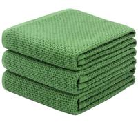 Mia'sDream Cotton Kitchen Towels and Dish Cloths Sets, Waffle Weave Dish Towels for Kitchen Drying Dishes, Soft and Absorbent Kitchen Hand Towels Washcloths, 13inch x 28inch 3 Pack (Green)