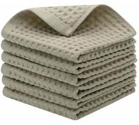 Mia'sDream Cotton Waffle Wash Cloths for Showering Face Body, Premium Qualit Thin Washcloths 6 Pack Face Wash Cloth, Quick Drying Small Hand Towels for Bathroom Wash Rags,13" x 13" (Khaki)