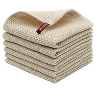 Mia'sDream Natural Cotton Dish Cloths Dish Rags, Waffle Weave Kitchen Dish Towels, Soft Dish Cloths for Washing Dishes, Absorbent Kitchen Hand Towel Washcloths, 12inchx12inch 6 Pack (Beige)