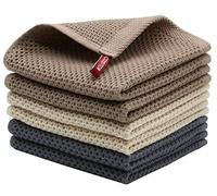Mia'sDream Natural Cotton Tidy Dish Cloths Rags,Waffle Weave Kitchen Towels and Dishcloths Sets, Soft and Absorbent Hand Towel Washcloths, 12inchx12inch 6 Pack (Multi Color)