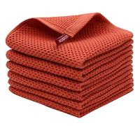 Mia'sDream Natural Cotton Waffle Weave Kitchen Tidy Dish Cloths Drying Rags Cleaning Cloth, Soft and Absorbent Kitchen Hand Towel Washcloths, 12inchx12inch 6 Pack (Brick Red)