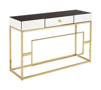 miasma black mirrored console table with gold steel base
