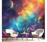 MIATCENRT 3D Color Galaxy Photo Wallpaper, Bedroom Restaurant Fashion Decoration Space Mural, Living Room Sofa TV Background Large Mural Mixed Colorfuls Wall Paintings, 450x315cm (WxH)