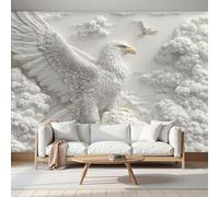 MIATCENRT 3D Eagle Clouds Mural Relief Photo Wallpaper for Bedrooms Living Room Room Decor Sofa Tv Background Large Wall Painting Poster 300x210cm (WxH), Off White