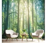 MIATCENRT 3D Light Shadow Forest Photo Wallpaper, Bedroom Restaurant Fashion Decoration Plants Landscape Mural, Living Room Sofa TV Background Large Mural Green Wall Paintings, 450x315cm (WxH)
