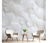 MIATCENRT 3D Mural Photo Wallpaper - Relief Art Ginkgo Leaf Backdrop Wall Interior Decor Wallpaper, 3D Panel Walls Bathroom Restaurant Hall Hallway Wall Art 250x175cm