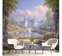MIATCENRT 3D Panoramic Custom Wallpaper Mural, 300x210cm Wall Poster Gardens Castles Europe Architecture Photo Wallpaper, Light Green Mural - Decoration for Bedroom Living Room Corridor