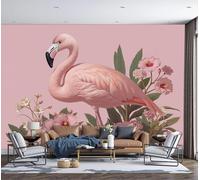 MIATCENRT 3D Panoramic Custom Wallpaper Mural, 400x280cm Wall Poster Americas Flamingos Tropical Animals Photo Wallpaper, Pink Mural - Decoration for Bedroom Living Room Corridor