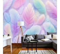MIATCENRT 3D Photo Wallpaper - Bohemia Feathers Dreams Living Room Sofa Tv Background Custom Wallpaper, Living Room The Wall for Bedroom Mural-400x280cm, Blue-Purple