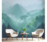 MIATCENRT 3D Photo Wallpaper - Mist Mountains Forests Nordic Landscape Living Room Sofa Tv Background Custom Wallpaper, Living Room The Wall for Bedroom Mural-400x280cm, Green