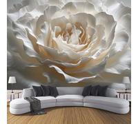 MIATCENRT 3D Photo Wallpaper Mural, Art Origami Rose Silk Fabric Art Print White Murals, Indoor Luxury Wall Painting 200x150cm (WxH) for Living Room TV Backdrop Room Decor