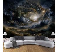 MIATCENRT 3D Photo Wallpaper Mural, Mystery Space Dark Clouds Silk Fabric Art Print Dark Gray Murals, Indoor Luxury Wall Painting 450x315cm (WxH) for Living Room TV Backdrop Room Decor